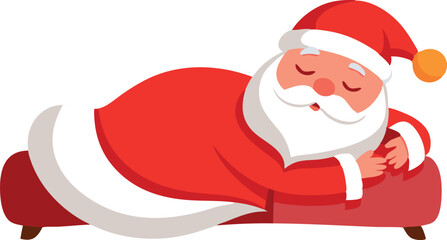 Santa Claus sleeping on a couch, illustrating relaxation and holiday spirit during Christmas. Perfect for festive and holiday-themed content