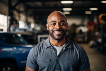 Obraz premium Smiling portrait of a middle aged car mechanic