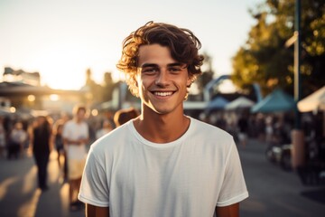 Portrait of a young male skater outside
