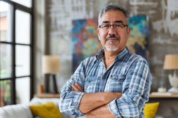 Obraz premium Portrait of a middle aged man in modern home