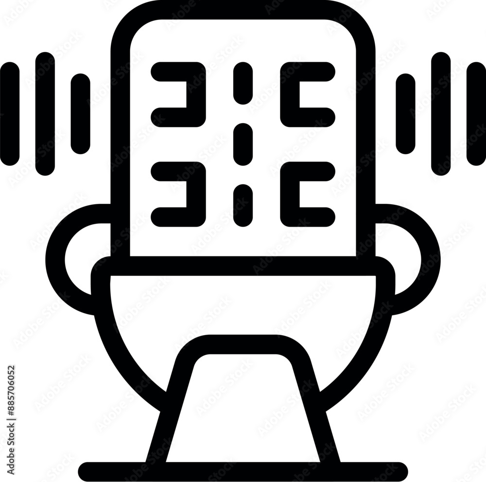 Poster microphone recording audio waves icon thin line for web and mobile, modern minimalist flat design
