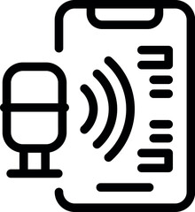 Icon of a smartphone recording audio with a microphone, symbolizing voice recording apps and features