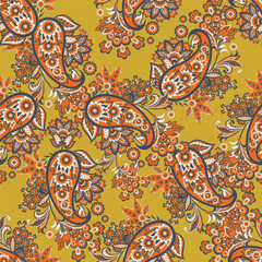 Floral paisley seamless pattern. damask vector background
