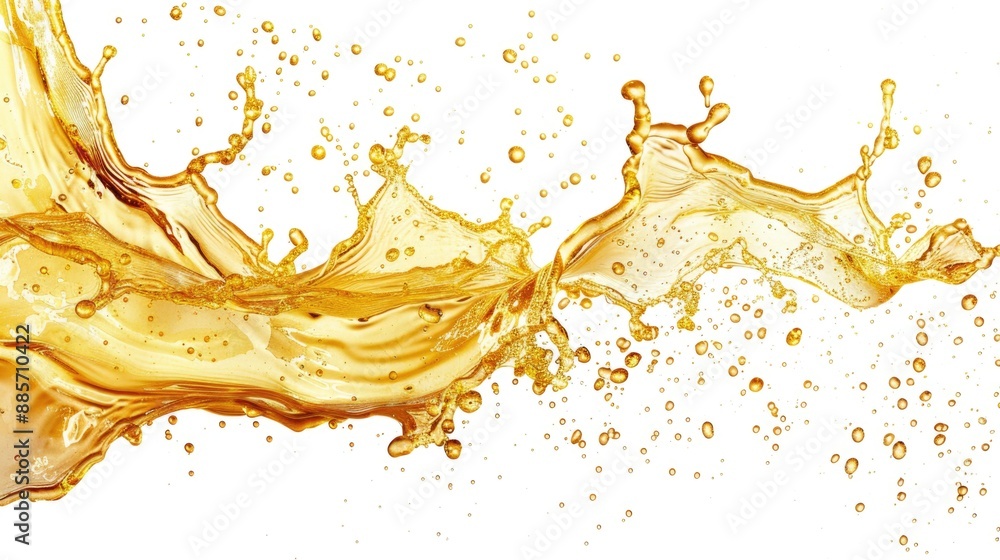 Poster a small amount of liquid splashes onto a white surface, creating a distinctive pattern