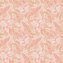 Paisley Floral oriental ethnic Pattern. Vector Seamless Ornamental Indian fabric patterns.