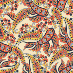 Paisley style Floral seamless pattern. Vector Ornamental Damask background