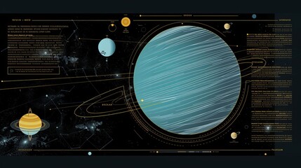 This image showcases a detailed diagram of a planetary system with clear illustrations of various planets and their orbits, complete with labels and scientific notations.