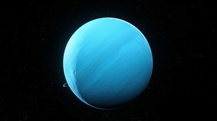 A minimalist depiction of the planet Uranus, characterized by its subtle rings, smoothly rendered in a plain and dark space background highlighting its serene and calm nature.