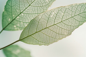 Obraz premium Macro shot detail of green leaf texture, veins of the leaf surface