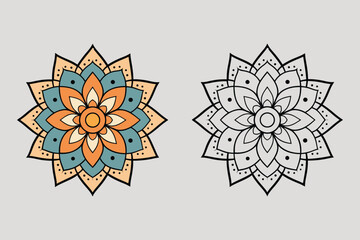 Colorful Vector Mandala Design Bundle - Vintage, Simple, Minimal, Ornamental Floral Mandala Art