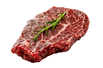 isolated raw beef steak with rosemary