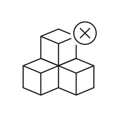 No Sugar Line Icon. Healthy Eating and Avoiding Sugary Foods. Dietary Restrictions with Prohibition Sign Over Sugar Cubes. Isolated Vector Illustration