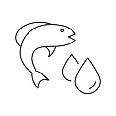 Fish And Oil Drops Line Icon, Omega 3 And Nutritional Support for Healthy Diet. Fish Oil Supplements. Isolated Vector Illustration