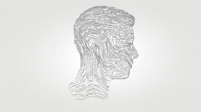Human Head Drawing With Fingerprint