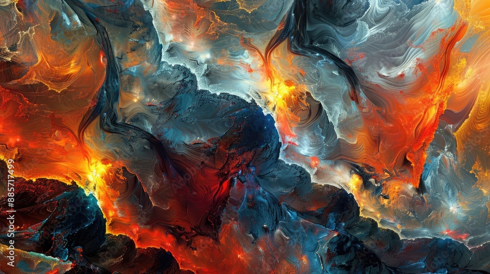 Wall mural an intricate abstract wallpaper with a mix of bright, contrasting colors and textured elements, form
