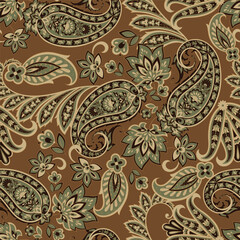 Seamless Paisley pattern in indian style. Floral vector illustration