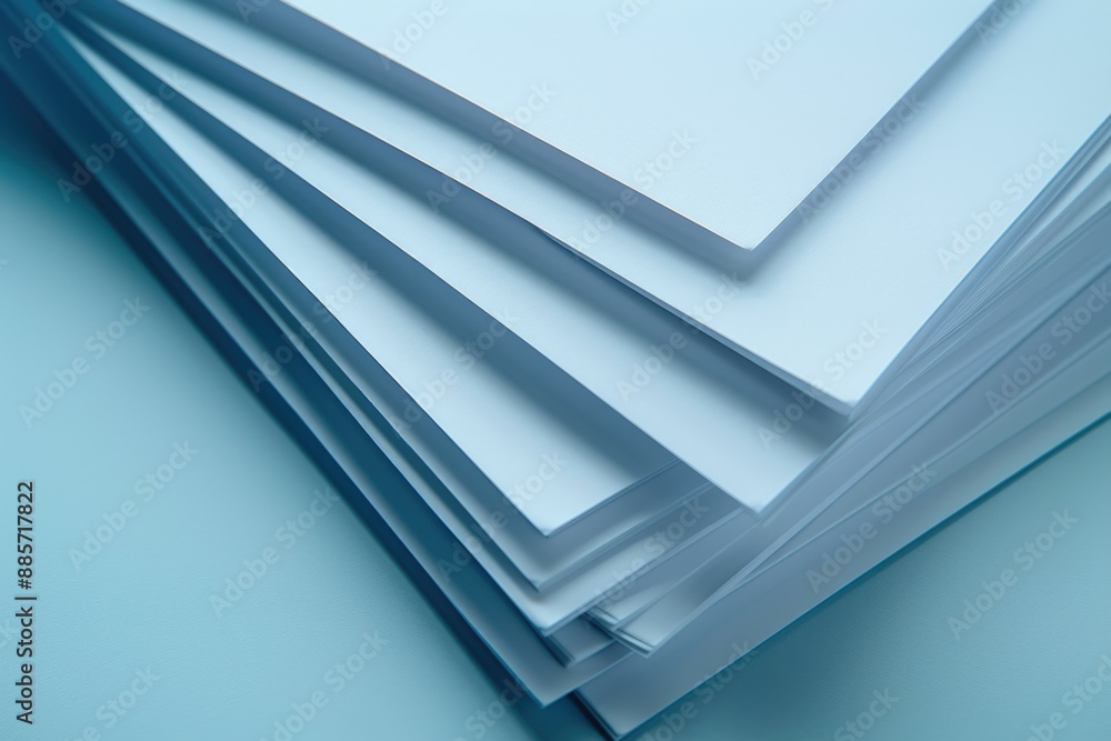 Poster a stack of white sheets of paper stacked on top of each other, suitable for use in office or study s