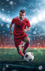 Naklejka premium Professional football or soccer player in Action