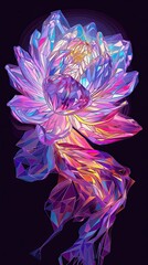 A colorful flower with a crystal in the center