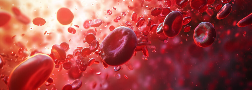 Red blood cells flow in a vessel - Powered by Adobe