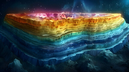 Fototapeta premium A solar planet illustrated with detailed vector graphics showing its layers and core