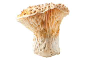 Lions Mane mushroom isolated on a white background.