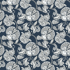 Fototapeta premium Paisley seamless vector pattern. Fabric Indian floral ornament 
