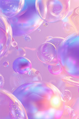 3d glowing swirls and bubbles, holographic wallpaper render, galaxy shimmer background