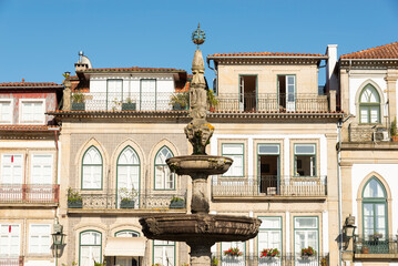 Chafariz and public fountain in the Largo de Camões, Ponte de Lima. Taken in Portugal in July 2024.