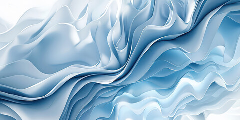 Fototapeta premium Abstract blue and white fabric folds creating a flowing texture, abstract art concept