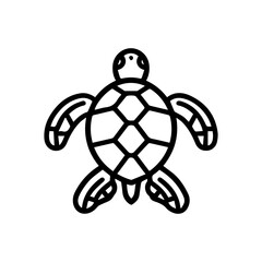 Sea Turtle icon or modern line symbol. Vector line art and icon design with bold outline. Black and white Pixel Perfect minimalistic symbol isolated white background. Silhouette simple thin sign