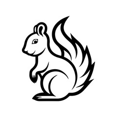 Squirrel icon or modern line symbol. Vector line art and icon design with bold outline. Black and white Pixel Perfect minimalistic symbol isolated white background. Silhouette simple thin sign