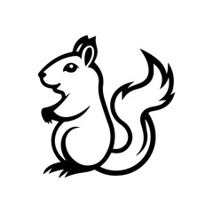 Squirrel icon or modern line symbol. Vector line art and icon design with bold outline. Black and white Pixel Perfect minimalistic symbol isolated white background. Silhouette simple thin sign