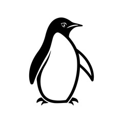 Penguin icon or modern line symbol. Vector line art and icon design with bold outline. Black and white Pixel Perfect minimalistic symbol isolated white background. Silhouette simple thin sign