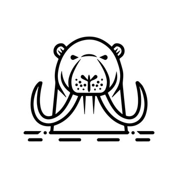 recommend clip art: Walrus icon or modern line symbol. Vector line art and icon design with bold outline. Black and white Pixel Perfect minimalistic symbol isolated white background. Silhouette simple thin sign