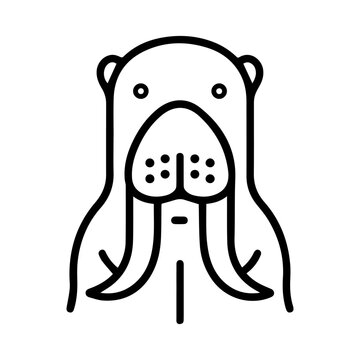 recommend clip art: Walrus icon or modern line symbol. Vector line art and icon design with bold outline. Black and white Pixel Perfect minimalistic symbol isolated white background. Silhouette simple thin sign