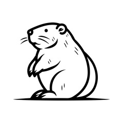 Beaver icon or modern line symbol. Vector line art and icon design with bold outline. Black and white Pixel Perfect minimalistic symbol isolated white background. Silhouette simple thin sign