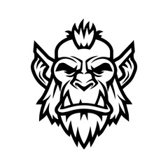 orc icon or modern line symbol. Vector line art and icon design with bold outline. Black and white Pixel Perfect minimalistic symbol isolated white background. Silhouette simple thin sign