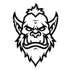 orc icon or modern line symbol. Vector line art and icon design with bold outline. Black and white Pixel Perfect minimalistic symbol isolated white background. Silhouette simple thin sign