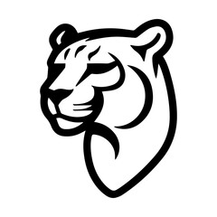 Panther icon or modern line symbol. Vector line art and icon design with bold outline. Black and white Pixel Perfect minimalistic symbol isolated white background. Silhouette simple thin sign