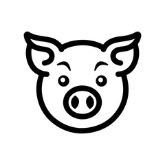 Pig icon or modern line symbol. Vector line art and icon design with bold outline. Black and white Pixel Perfect minimalistic symbol isolated white background. Silhouette simple thin sign