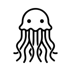 Jellyfish icon or modern line symbol. Vector line art and icon design with bold outline. Black and white Pixel Perfect minimalistic symbol isolated white background. Silhouette simple thin sign
