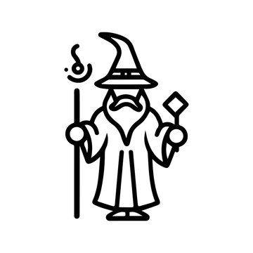 recommend clip art: mage icon or modern line symbol. Vector line art and icon design with bold outline. Black and white Pixel Perfect minimalistic symbol isolated white background. Silhouette simple thin sign