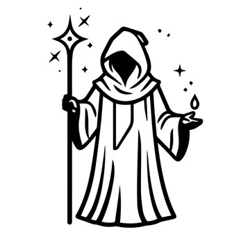 recommend clip art: mage icon or modern line symbol. Vector line art and icon design with bold outline. Black and white Pixel Perfect minimalistic symbol isolated white background. Silhouette simple thin sign