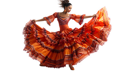 Flamenco dancer for Hispanic Heritage Month, cultural celebration and traditional dance, Hispanic heritage tribute, png file, isolated on white