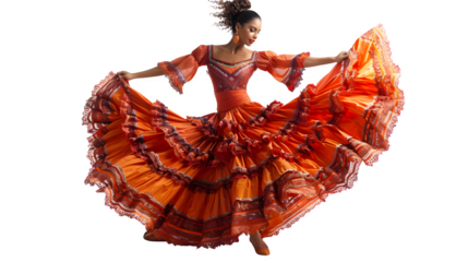Flamenco dancer for Hispanic Heritage Month, cultural celebration and traditional dance, Hispanic heritage tribute, png file, isolated on white