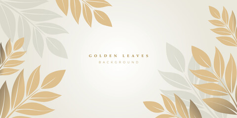 Elegant gradient golden leaves pattern background