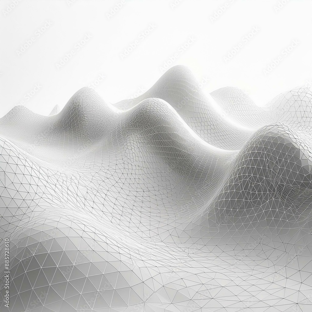 Poster abstract digital wave mesh structure on white background
