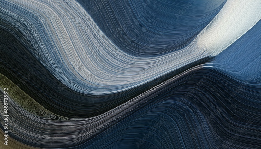 Poster abstract flowing designed horizontal banner with very dark blue, silver and light slate gray colors.