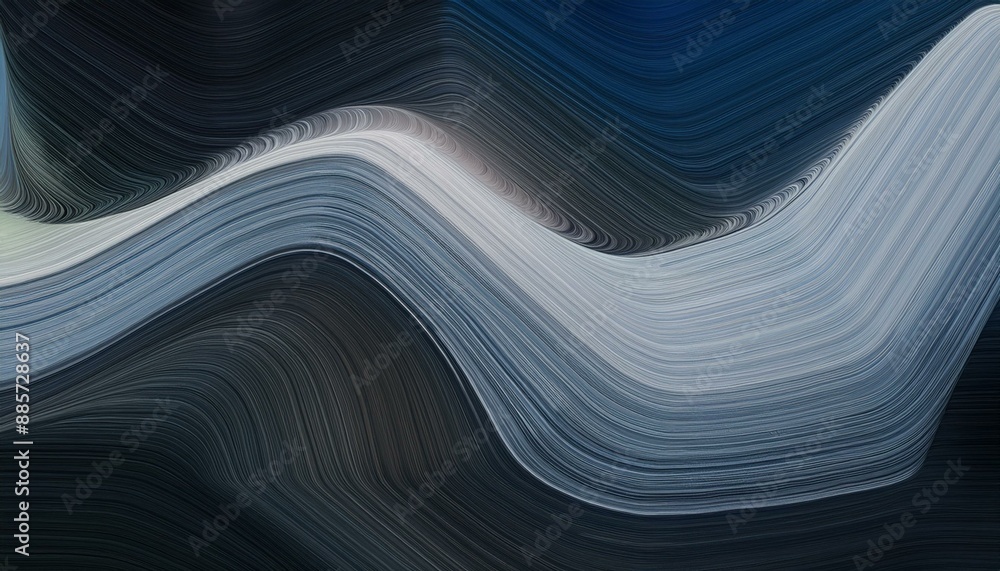 Poster abstract flowing designed horizontal banner with very dark blue, silver and light slate gray colors.